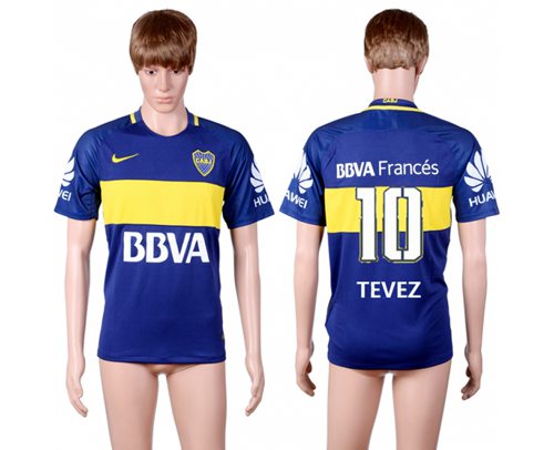 Boca Juniors #10 Tevez Home Soccer Club Jersey